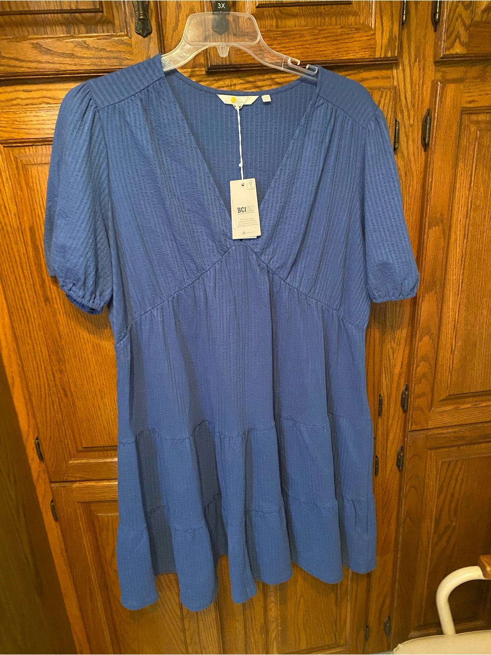Boden Blue Short Sleeve V-Neck Mini Dress